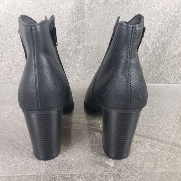 Sun Stone Boots Womens 10 M Black Block Heel Zip Ankle Booties Graceyy - Picture 3 of 12